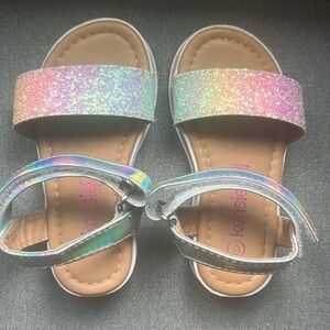 Kensie Girl 6T Glitter Rainbow Holographic Platform Sandals